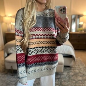 Cozy Multicolor Patterned Crew Neck Sweater